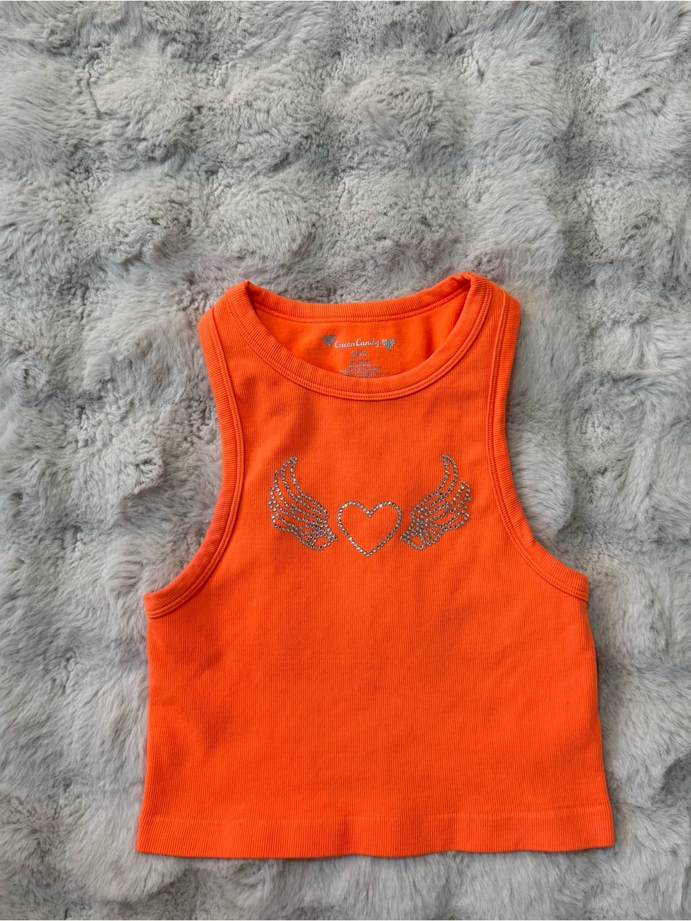 Cotton Candy Y2K Bedazzled Heart Angel Wings Tank Top